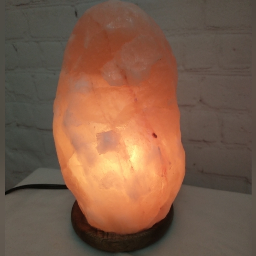Natural Pink HIMALAYAN salt Lamp on Wood Base 2 Setting Low / High Switch 8.5" - Picture 6 of 11